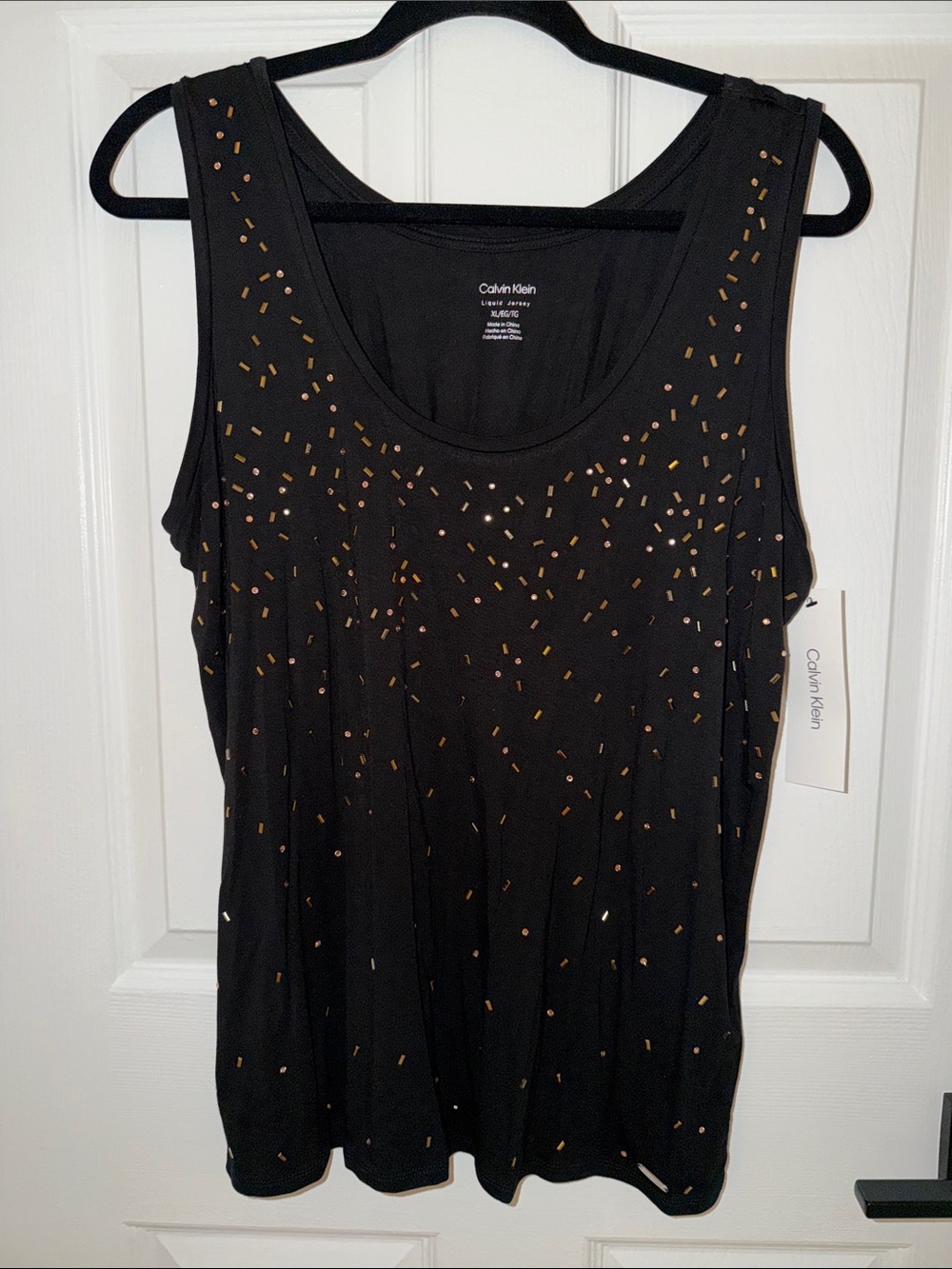 Calvin Klein Black Embellished Scoop Neck Tank